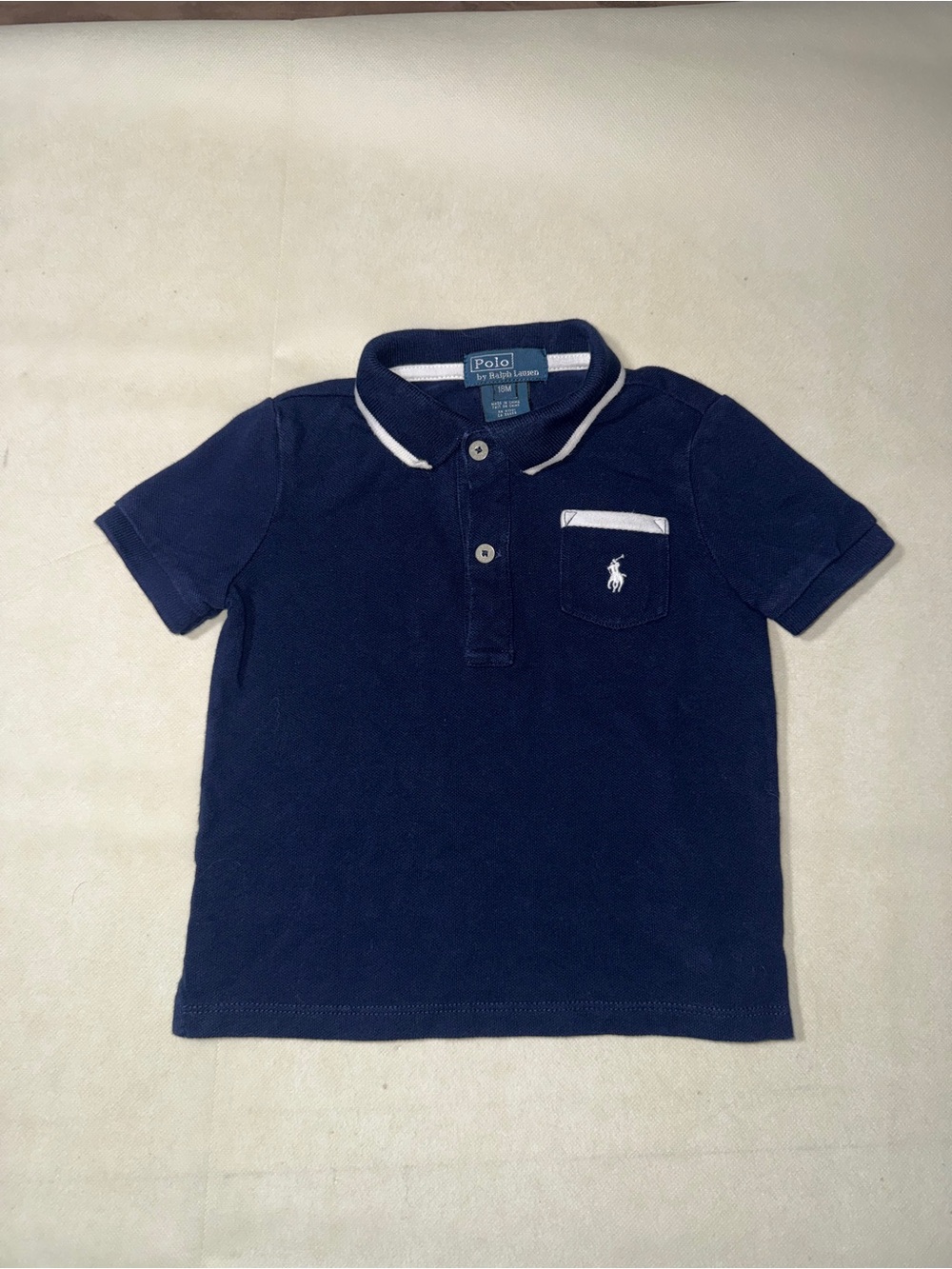 Polo by Ralph Lauren Navy Blue Short Sleeve Polo with White Trim